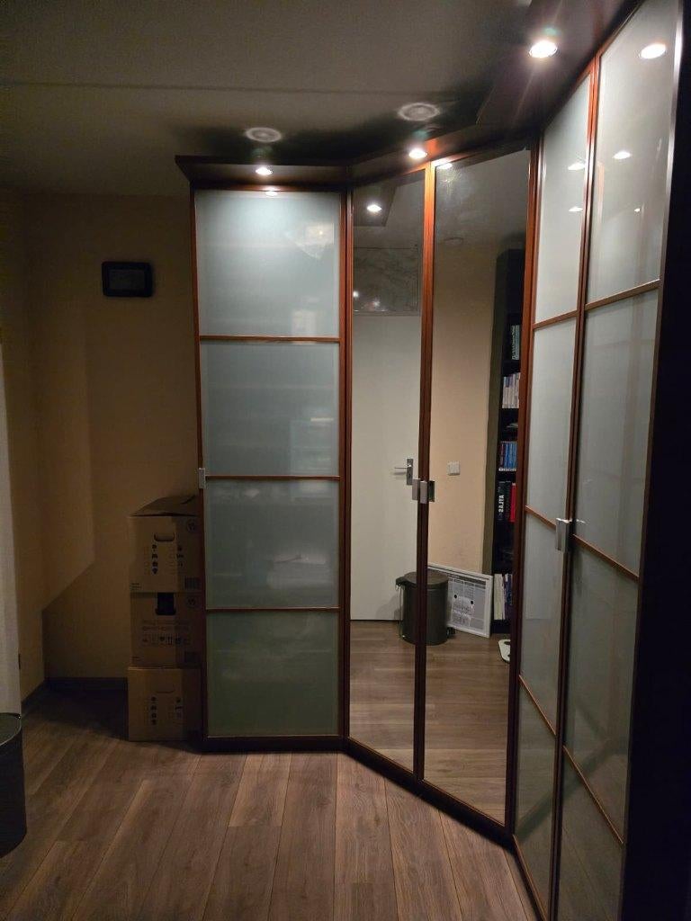 IKEA PAX Hoekkast – Matglas & Spiegel – 236 cm hoog, Ophalen, Met deur(en), Gebruikt, 200 cm of meer