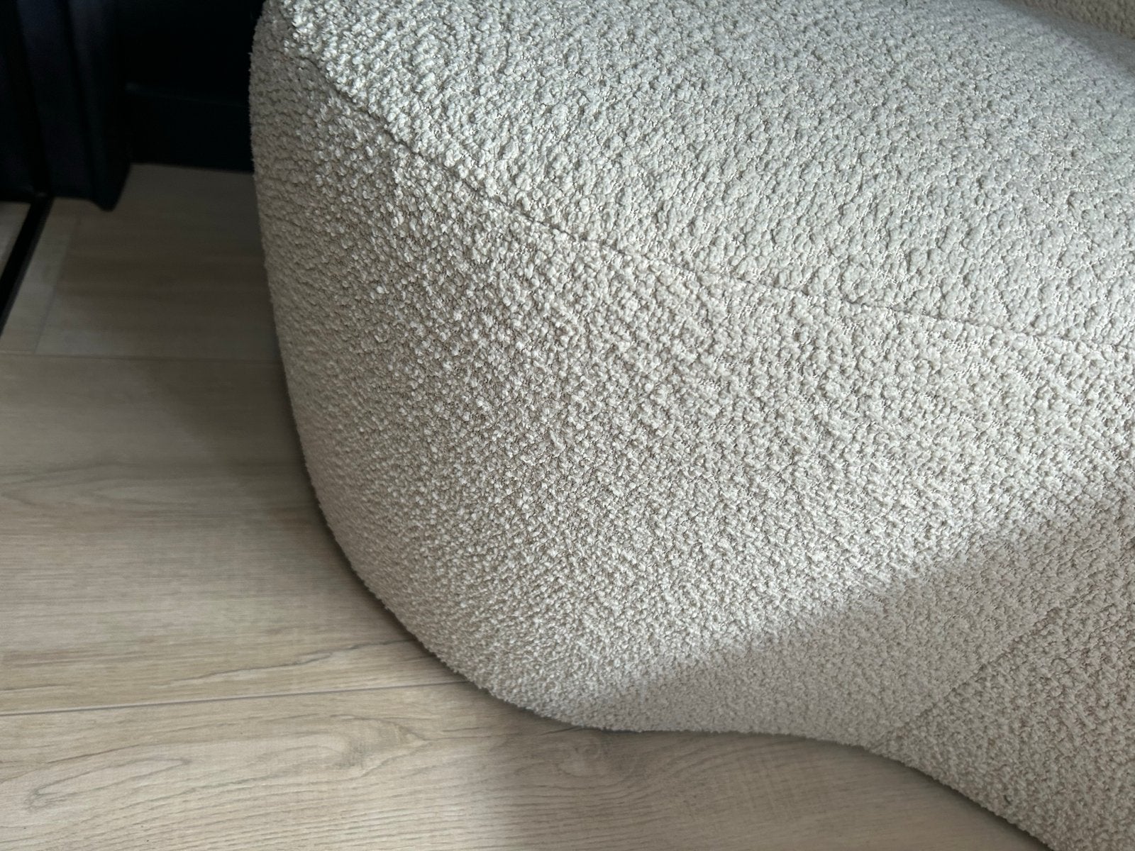 Moderne Bouclé Fauteuil - Crème Wit, Ophalen, Zo goed als nieuw, Stof, 75 tot 100 cm