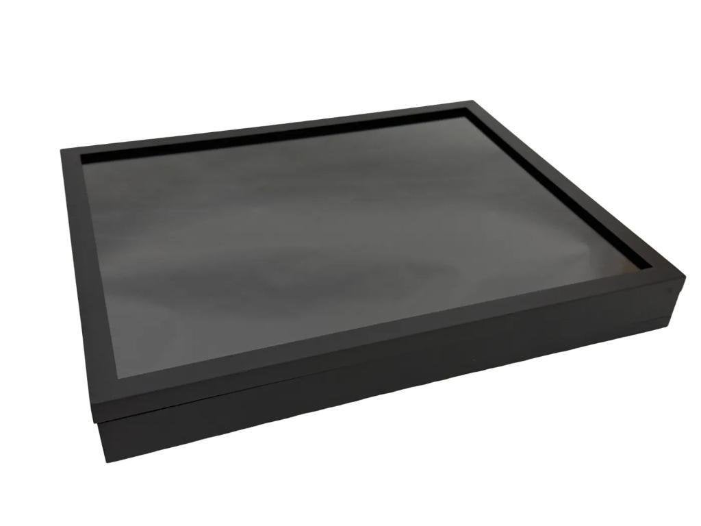 Houten box met glazen deksel - 50 X 40 X 5,5 cm, Huis en Inrichting, Woonaccessoires | Stolpen, Western Deco, Nieuw, Ophalen of Verzenden