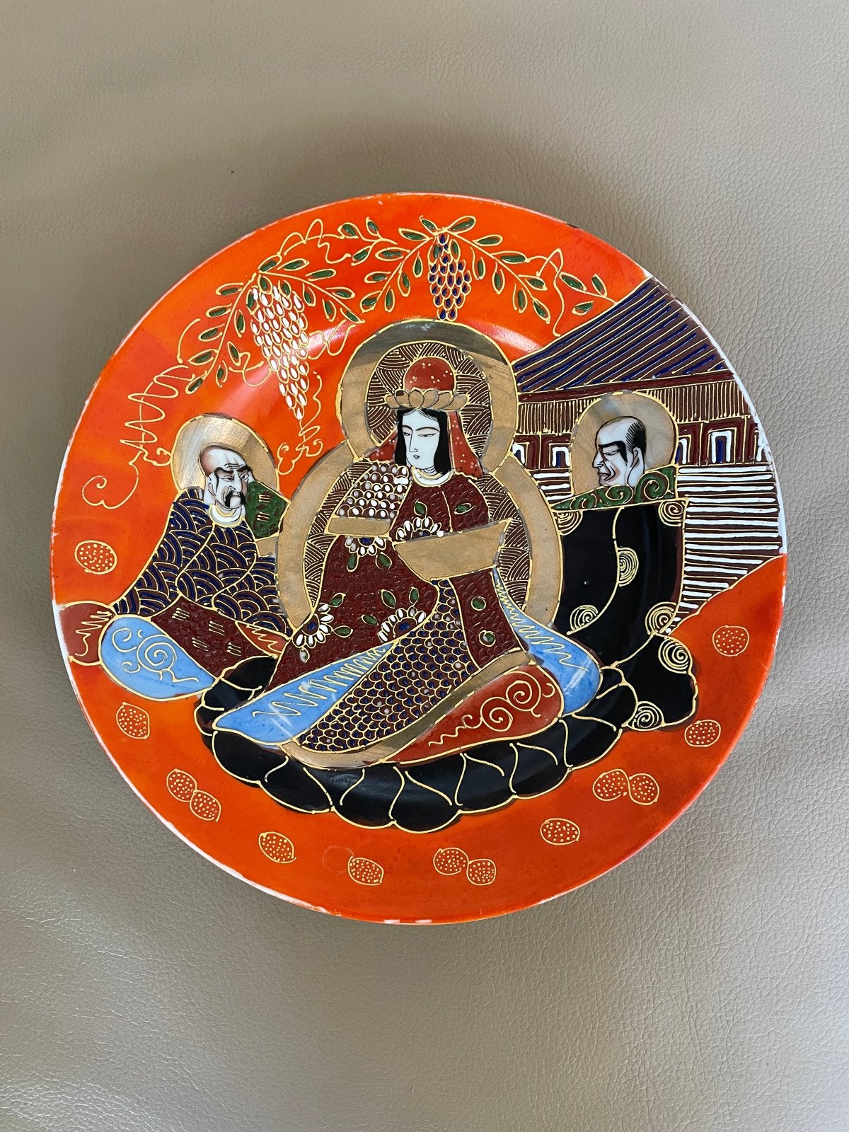 Handgeschilderd Japans Satsuma porseleinen sierbord, Ophalen of Verzenden