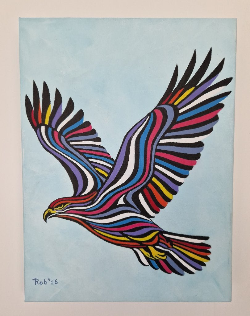 Kleurrijke Adelaar Kunstwerk - zelf geschilderd, Ophalen