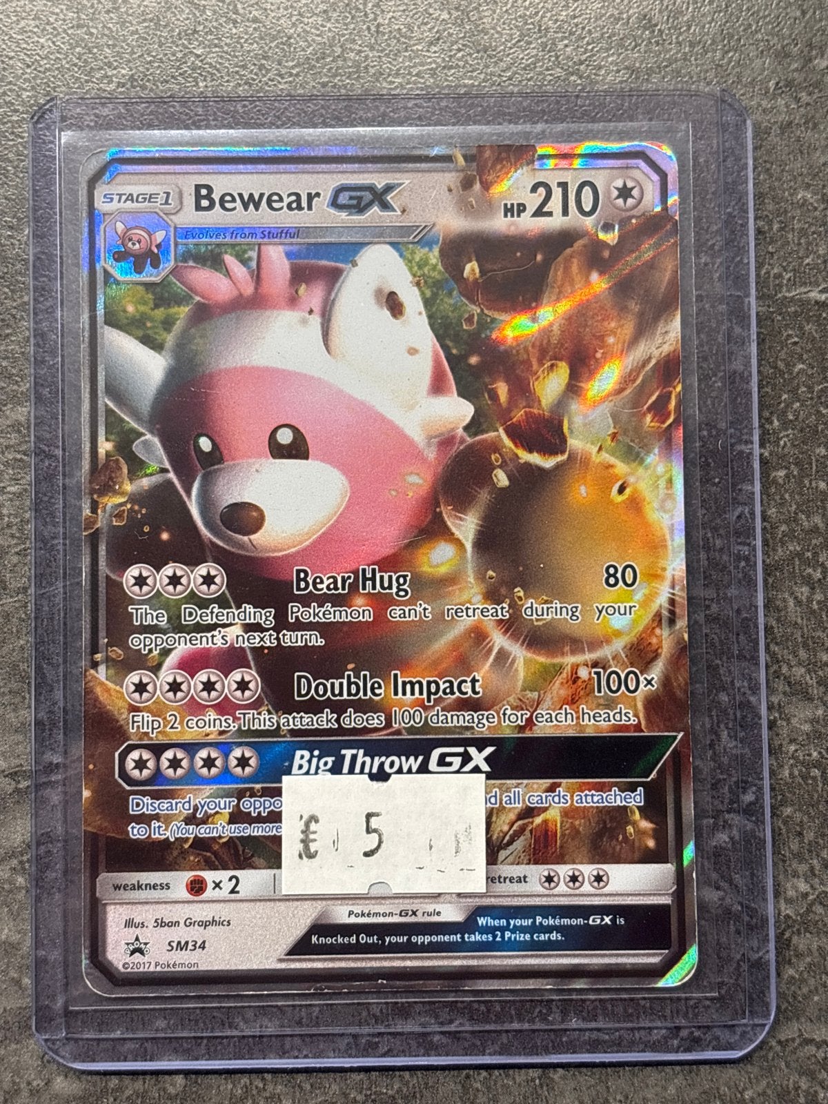 Pokémon Bewear GX SM34 Kaart - Zo goed als nieuw, Ophalen of Verzenden, Zo goed als nieuw, Losse kaart