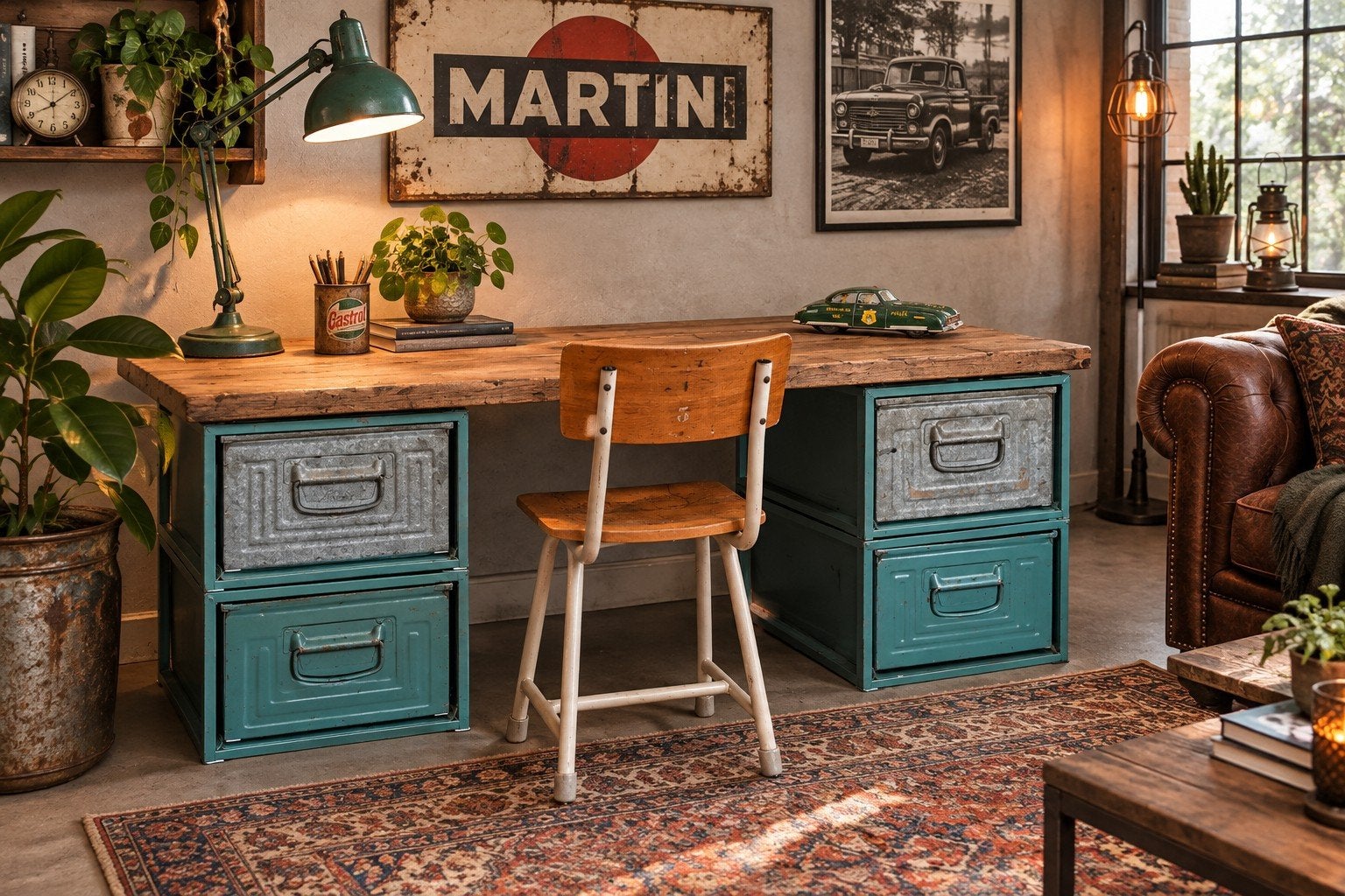 Vintage Kleuterbureau - Speelhoek, Ophalen, Met lades, Gebruikt, Hout