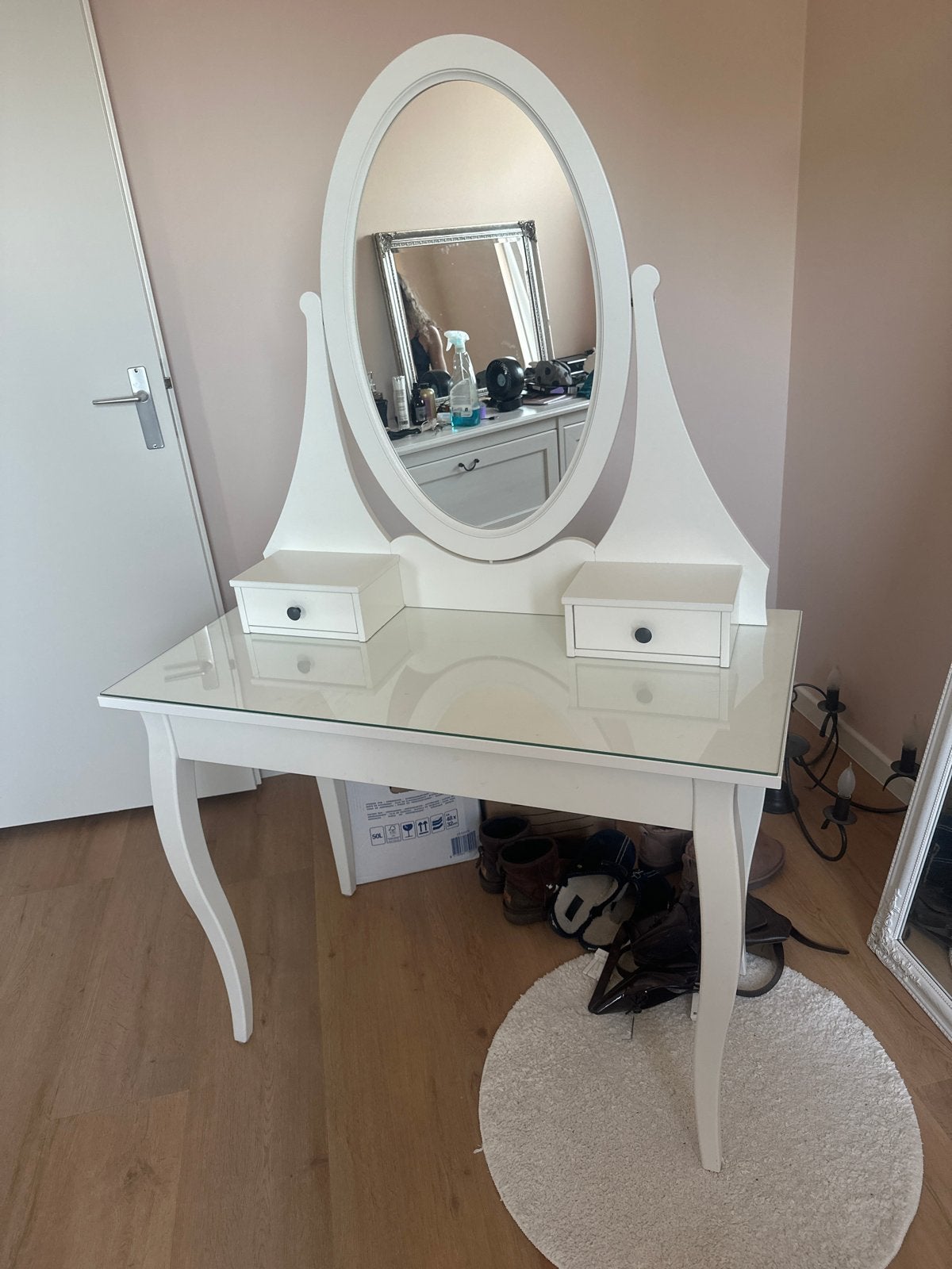 Hemnes make up tafel kaptafel spiegel, Gebruikt, 100 tot 150 cm, Hout, 50 tot 100 cm