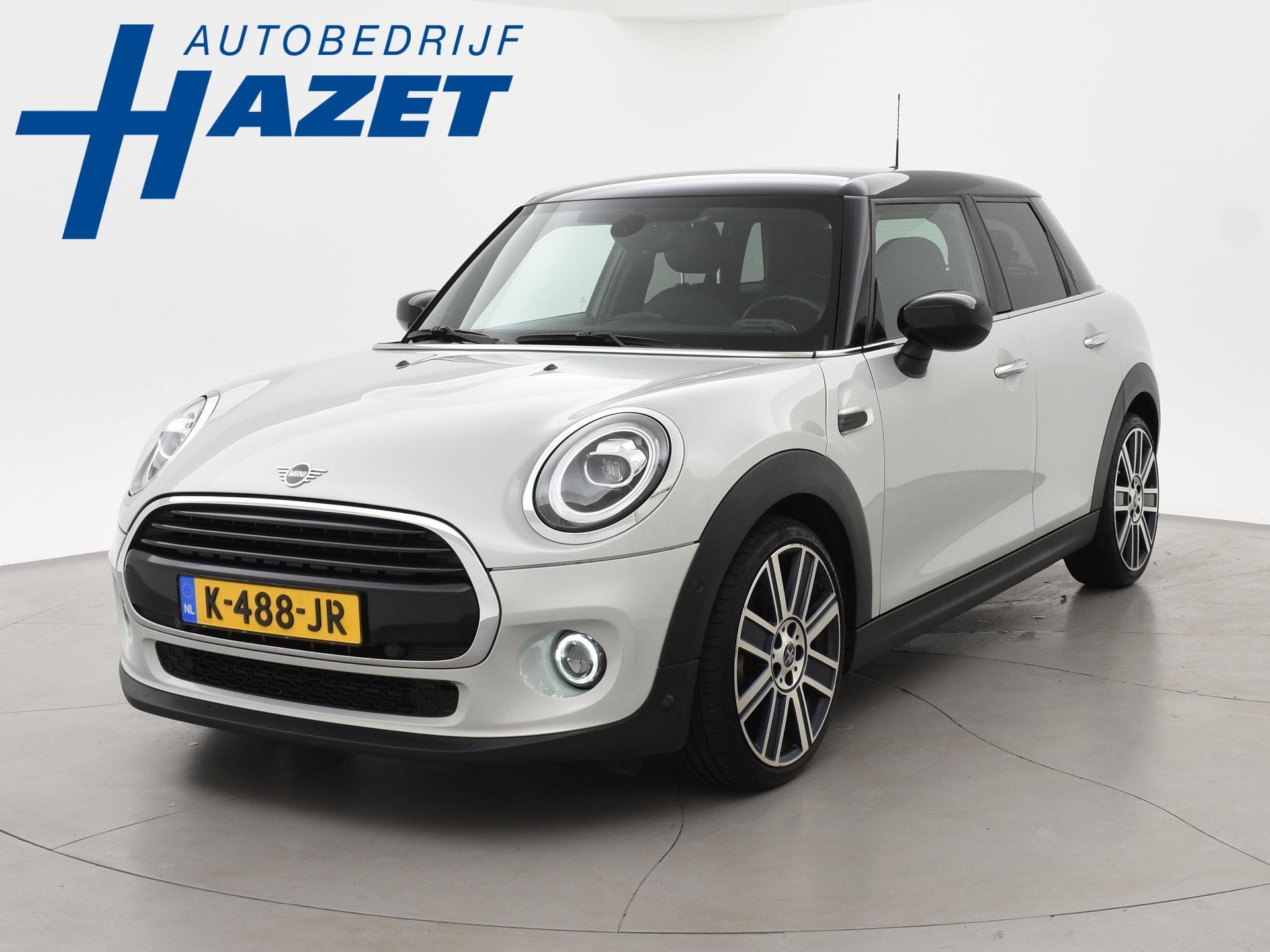 MINI 5-Deurs 1.5 COOPER AUT. + LEDER | UNION JACK LED | HARM, Gebruikt, Wit, Bedrijf, 3 cilinders