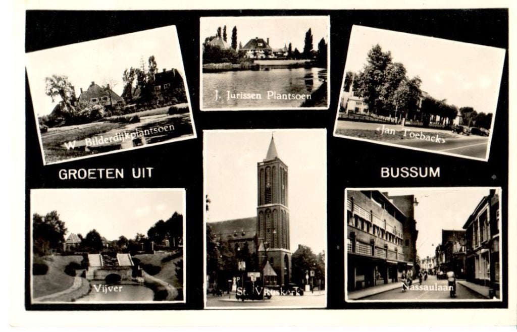 Oude Ansicht - Bussum - Groeten uit Bussum - 1954 - NH., Ophalen of Verzenden, 1940 tot 1960, Gelopen, Noord-Holland