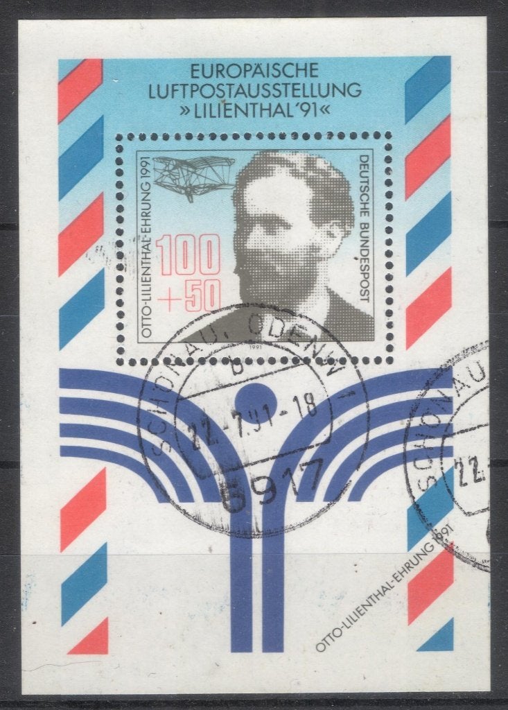 Bundesrepublik (35) - blok 24 - Lilienthal 91 - luchtpost, Verzenden, 1990 tot heden, Gestempeld