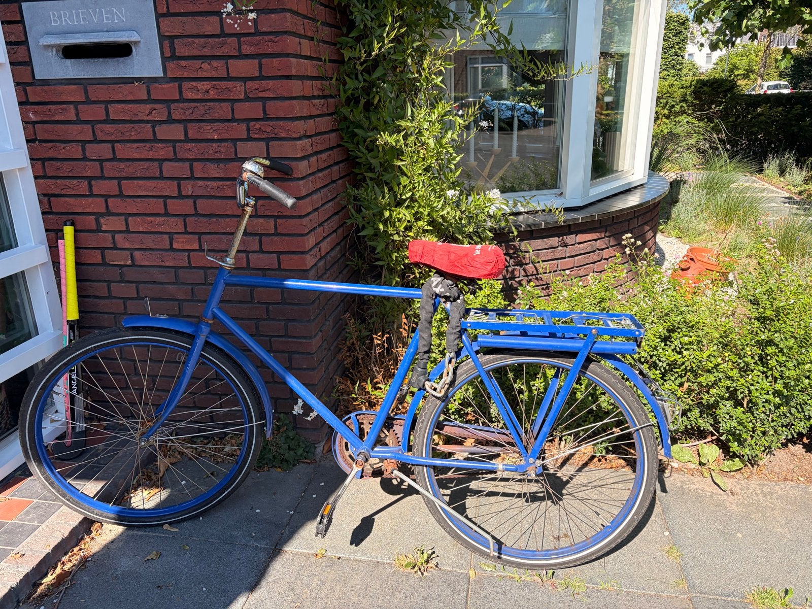 Stevige blauwe transport-/herenfiets -28 inch, Fietsen en Brommers, Fietsen | Heren | Herenfietsen, Terugtraprem, Gebruikt, Versnellingen