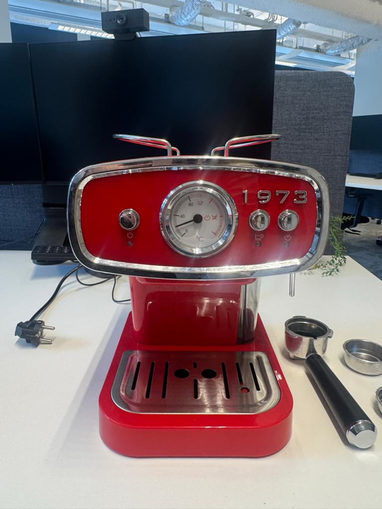 Silvercrest Espressomachine 1973 Rood - Retro Design, Witgoed en Apparatuur, Koffiezetapparaten, Ophalen of Verzenden, Gebruikt