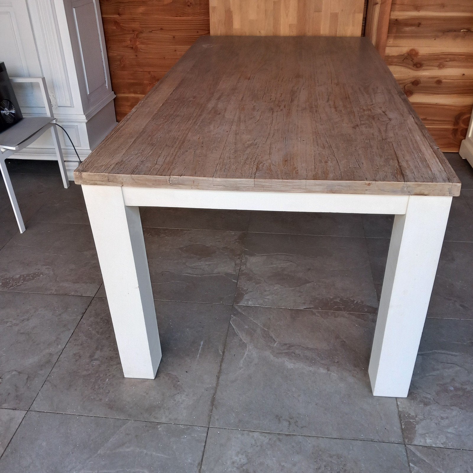 Eettafel landelijke stijl 200x100, Ophalen, Gebruikt, 200 cm of meer, 50 tot 100 cm