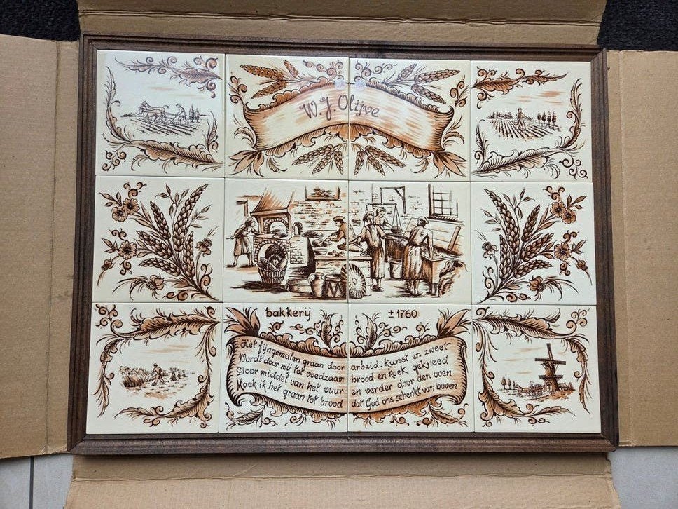 Uniek Delfts Blauw Tegeltableau Bakkerij 1760, Ophalen