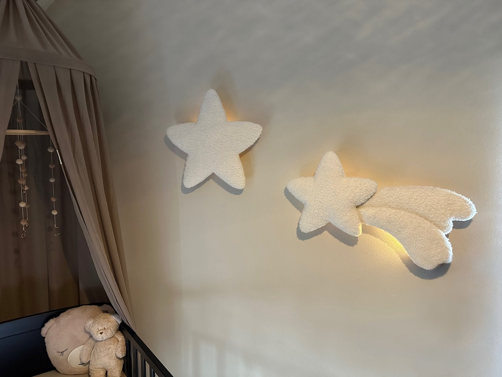 Sterrenlampjes teddy 2 sterren wandlamp dreamlight, Draadloos, Nieuw, Ophalen of Verzenden, Wit