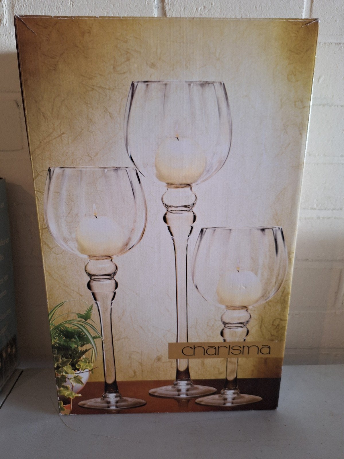 Set van 3 mondgeblazen glazen windlichten - Charisma, Windlicht, Overige merken, Nieuw, Ophalen of Verzenden