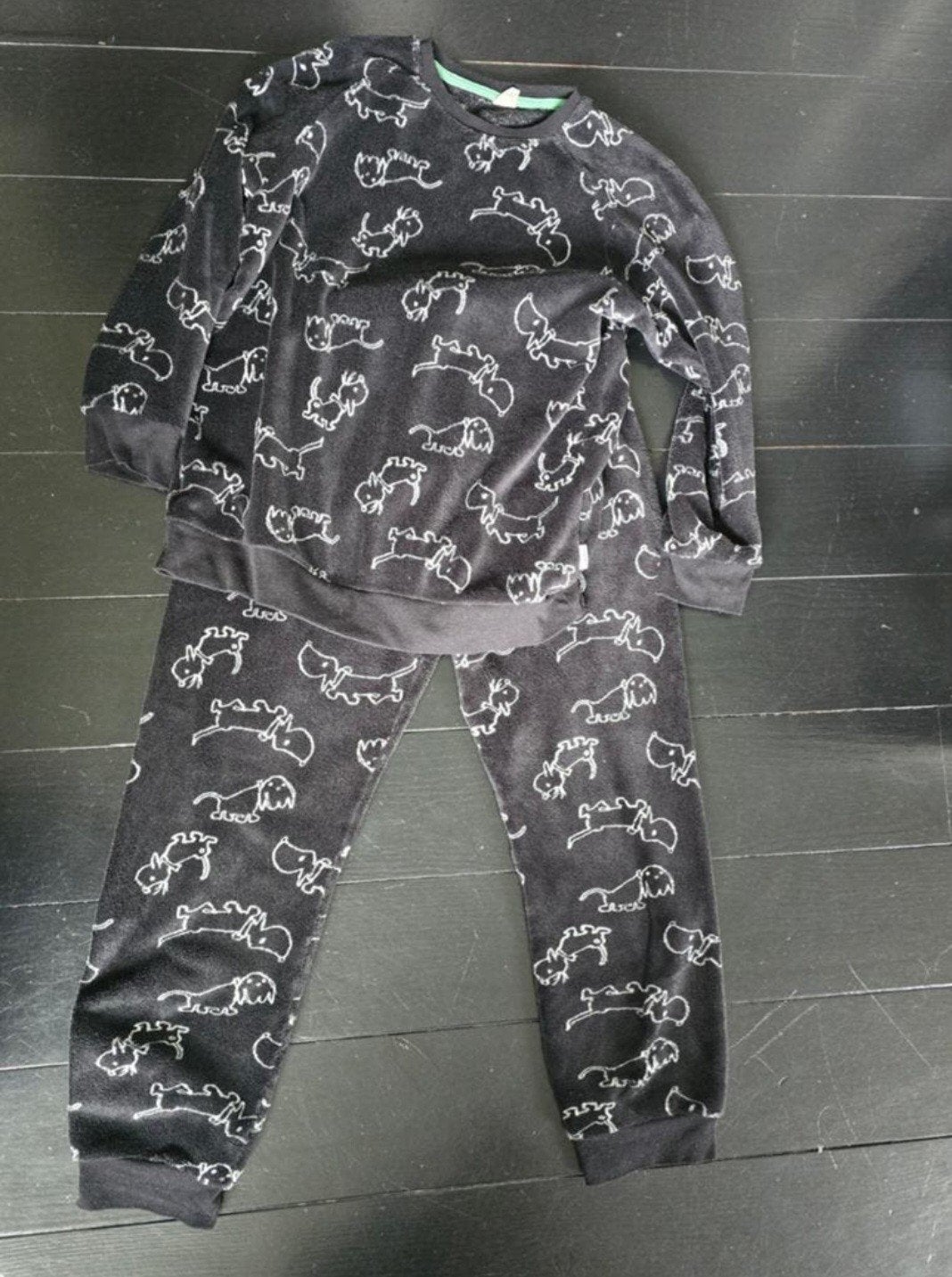 Hele set: Fleece pyjama Hema Takkie en hemdjes 158/164, Kinderen en Baby's, Kinderkleding | Maat 158, Nacht- of Onderkleding, Gebruikt
