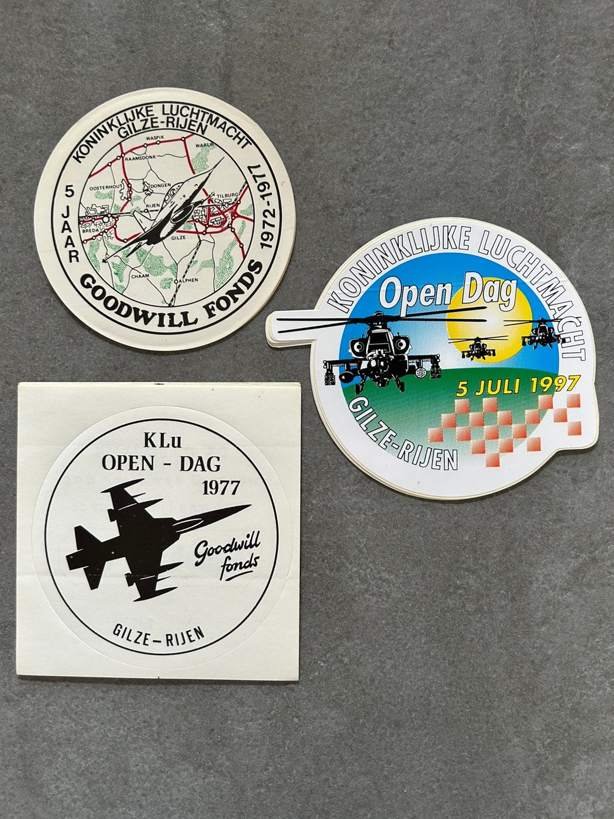 Koninklijke Luchtmacht Gilze -Rijen stickers (3 stuks), Ophalen of Verzenden, Overige typen