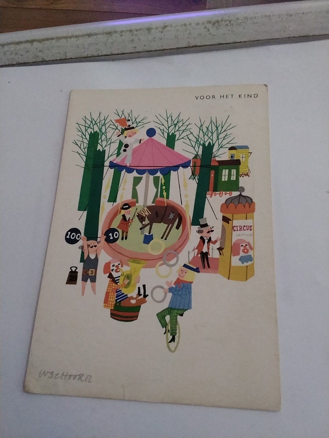 Vintage Ansichtkaart 'Voor het Kind' - Circus Thema, Ophalen of Verzenden, 1960 tot 1980