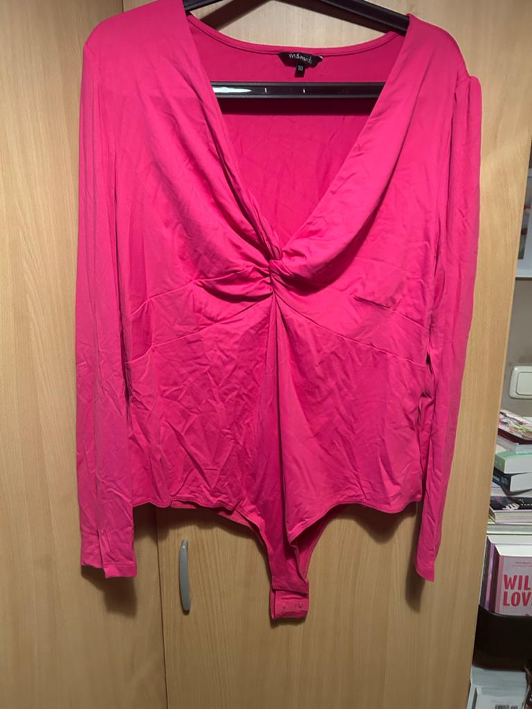 Roze MS Mode Bodysuit Maat 50 met V-hals, Maat 46/48 (XL) of groter, Ophalen of Verzenden, Zo goed als nieuw, Lange mouw