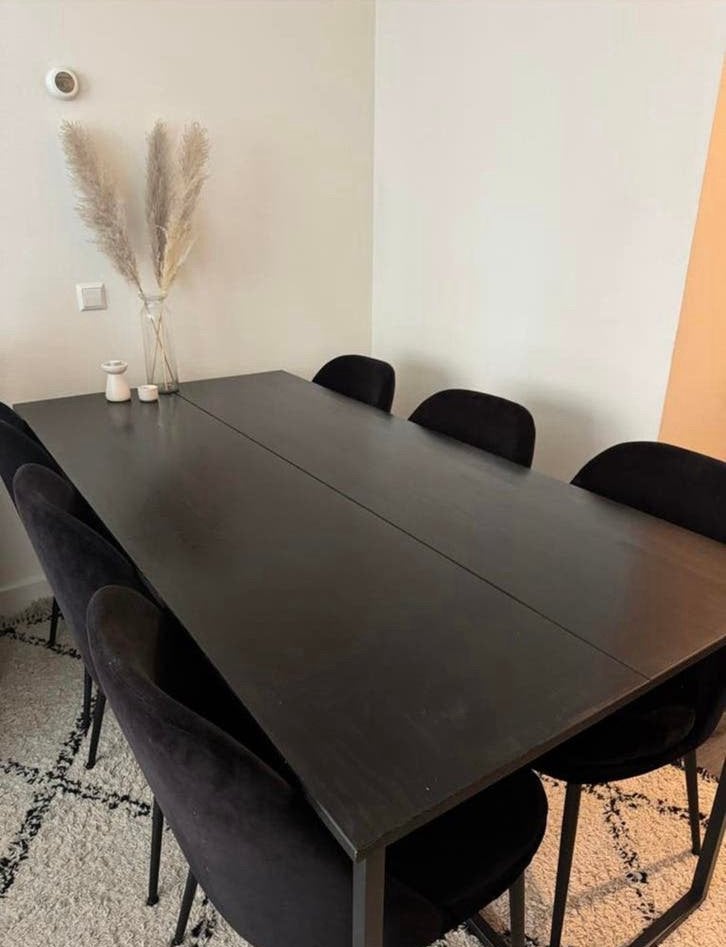 WOOOD zwarte eettafel - 180cm 6persoons, Ophalen, Gebruikt, 50 tot 100 cm, 150 tot 200 cm
