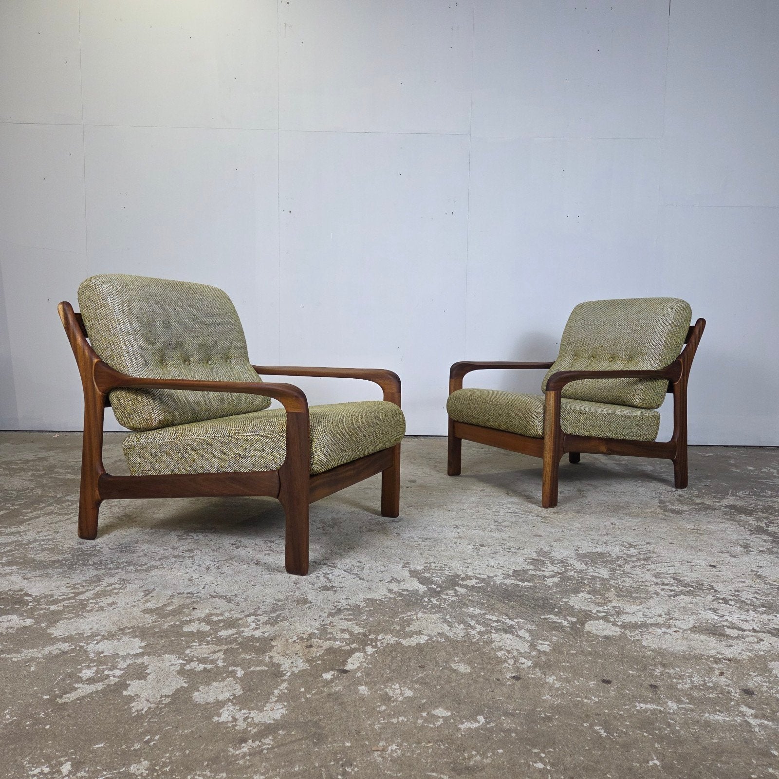 Vintage jaren 60 Deense relax lounge stoelen, jaren 60 teak, Ophalen, Gebruikt, 75 tot 100 cm, Gelderland de ster, knoop, Juul kristensen, dyrlund