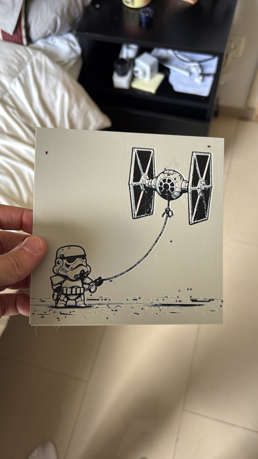 Star Wars Stormtrooper met TIE Fighter Kunstprint, Minder dan 50 cm, Ophalen of Verzenden, 5 – 50, Print