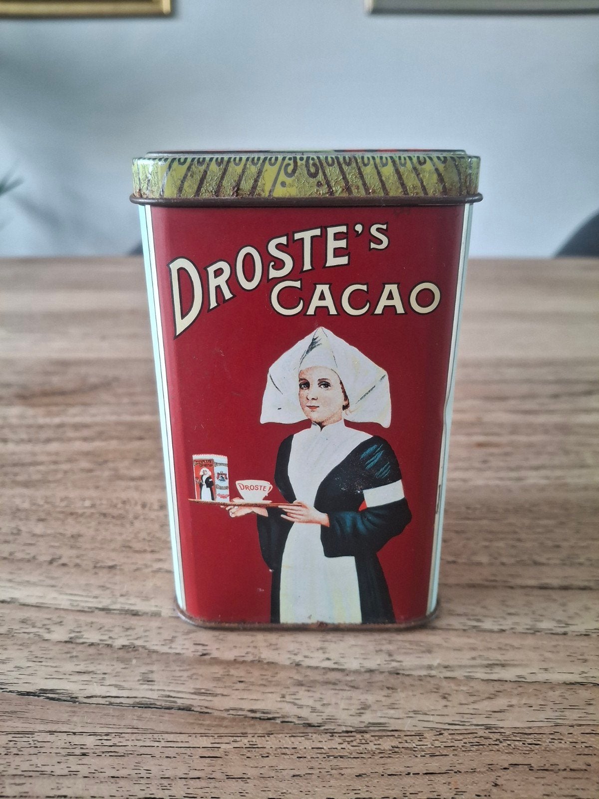 Vintage Droste Cacao en Pastilles Blik - Zeldzaam Design, Ophalen of Verzenden, Gebruikt, Overige, Droste