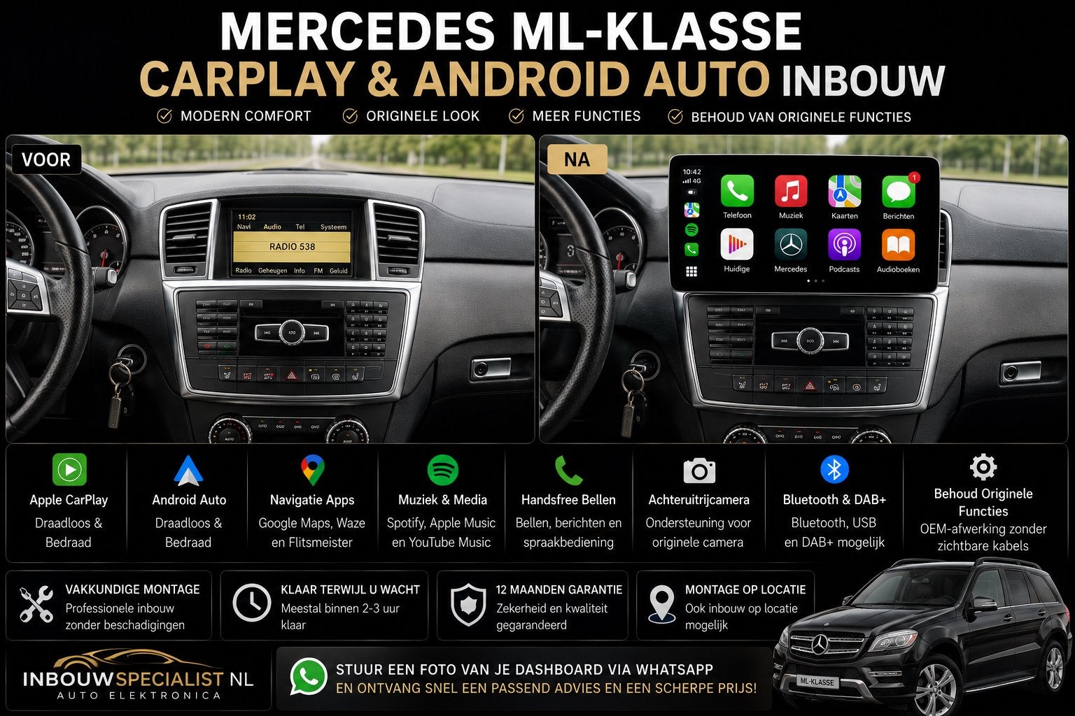 Mercedes ML-Klasse CarPlay & Android Auto Inbouw, Ophalen, Nieuw