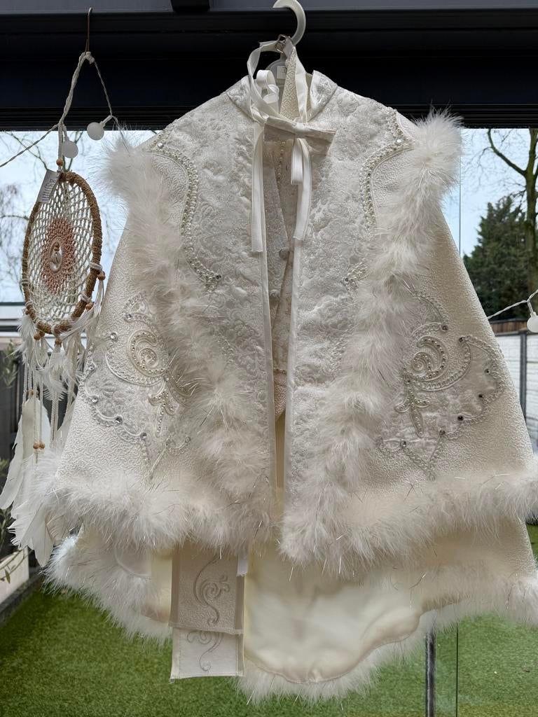 SÜNNETLİK sünet Bolero/Cape met Bont en Parels/Maat 7/8 jaar, Ophalen, Overige typen, Wit, Zo goed als nieuw