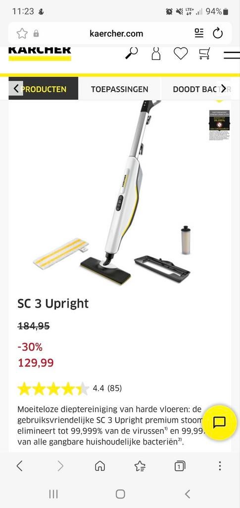 Karcher SC 3 Upright Stoomreiniger - Zo goed als nieuw!, Ophalen of Verzenden