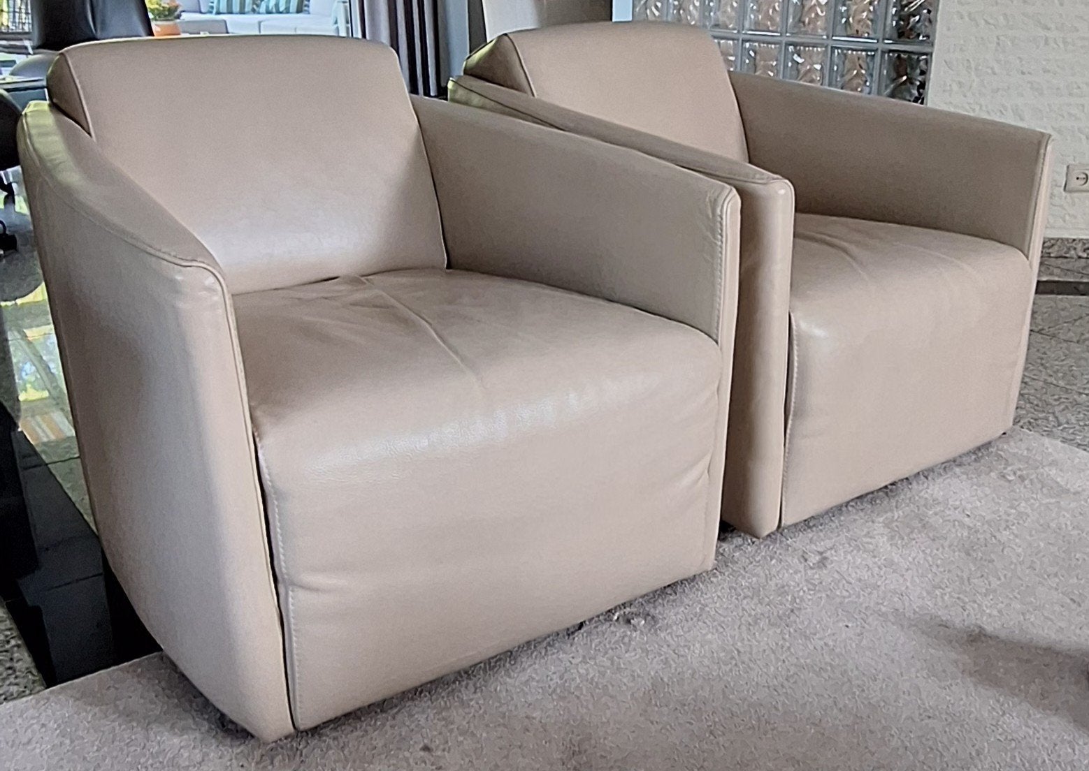 luxe lederen fauteuil, Ophalen, Modern, 50 tot 75 cm, Leer