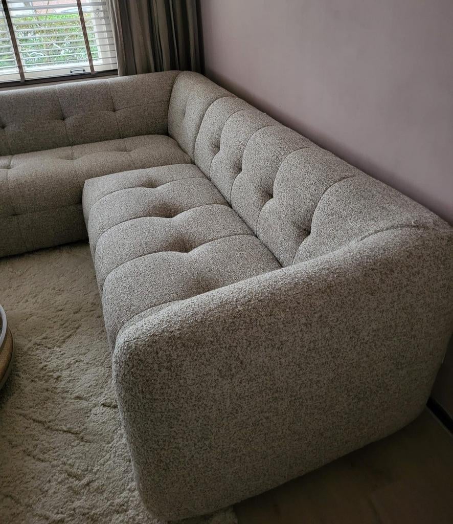 Zgan Beige Hoekbank, Huis en Inrichting, Banken | Complete zithoeken, Ophalen, Zo goed als nieuw, Stof