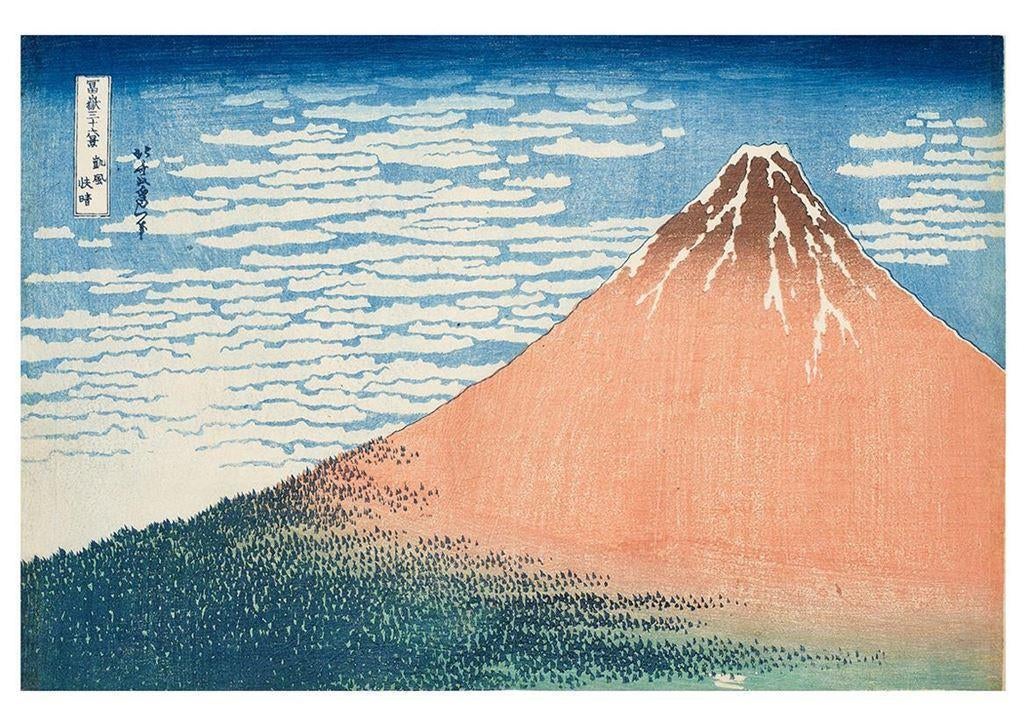 mt Fuji Gaifu kaisei Ukiyo-e Japanse Kunst Poster Hokusai, Antiek en Kunst, Kunst | Tekeningen en Foto's, Verzenden