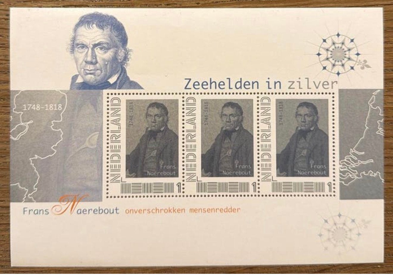 Postzegels pf. Zeehelden in zilver. Frans Naerebout, Postzegels en Munten, Postzegels | Nederland, Ophalen of Verzenden, Na 1940