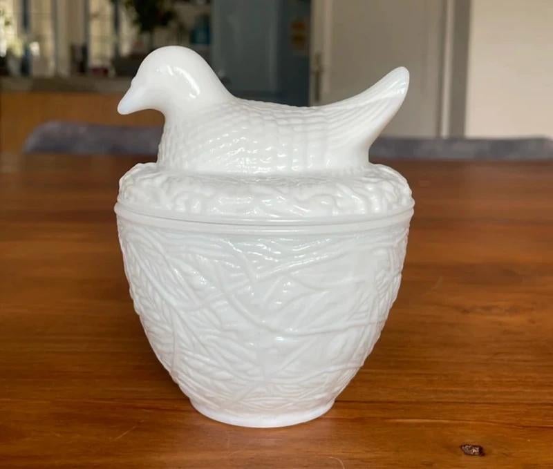Avon opaline glas dekselpot, Antiek en Kunst, Ophalen of Verzenden