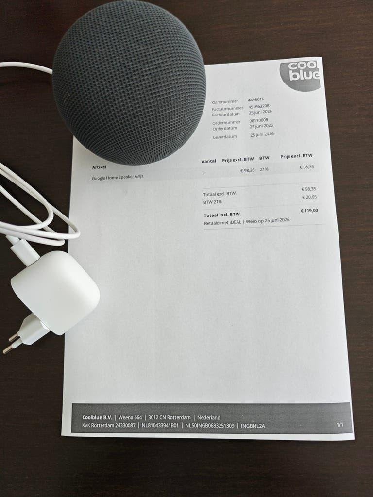 Google Home Speaker Grijs, Ophalen of Verzenden, Zo goed als nieuw