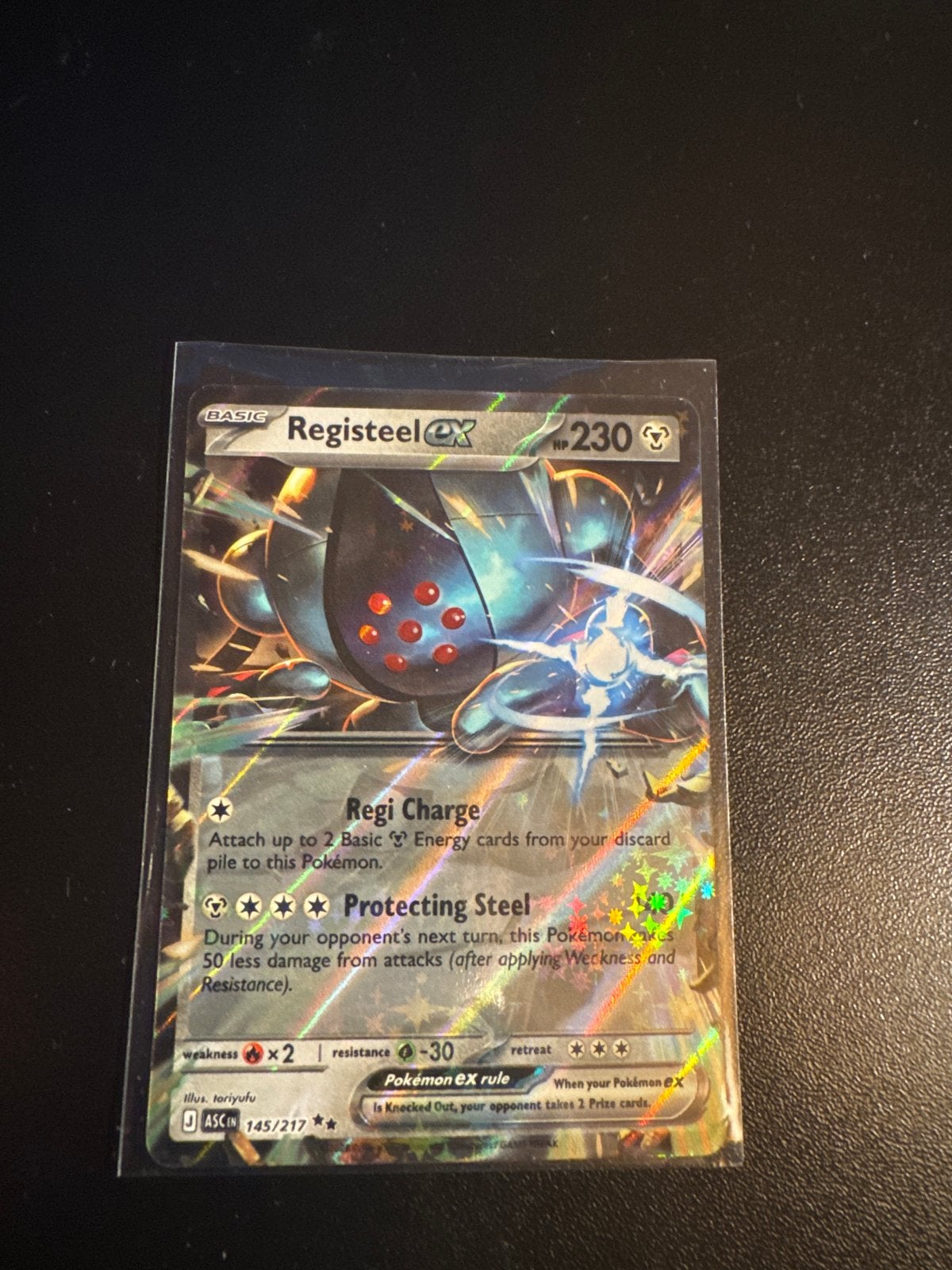 Registeel EX 145/217 Pokémon Kaart - Foil, Verzenden, Zo goed als nieuw, Losse kaart, Foil