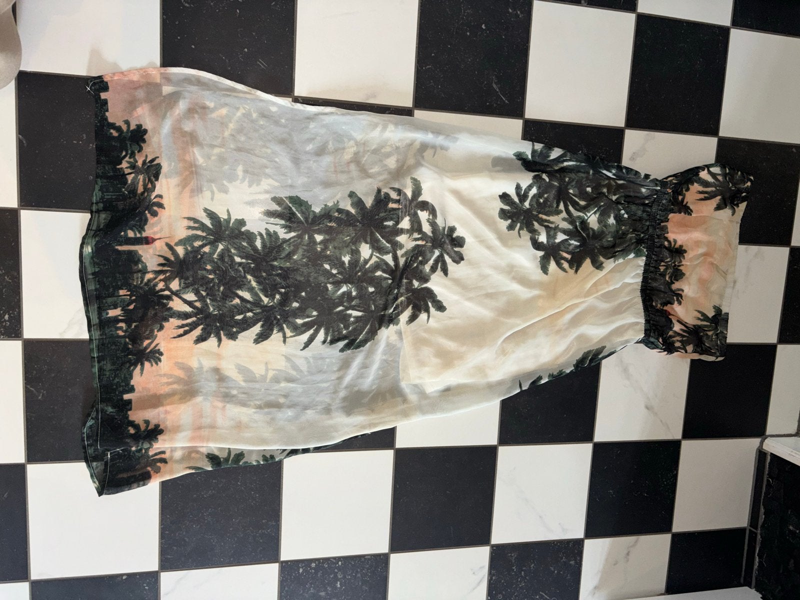 Vero Moda Strapless Jurk Maat M met Palmboomprint, Maat 38/40 (M), Meerkleurig, Ophalen of Verzenden, Zo goed als nieuw