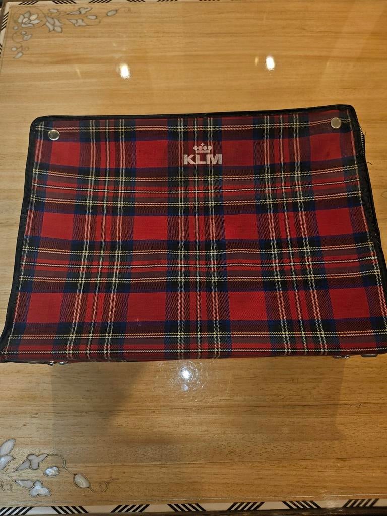 Vintage KLM koffer - Schotse ruit, Verzamelen, Ophalen of Verzenden, Gebruikt