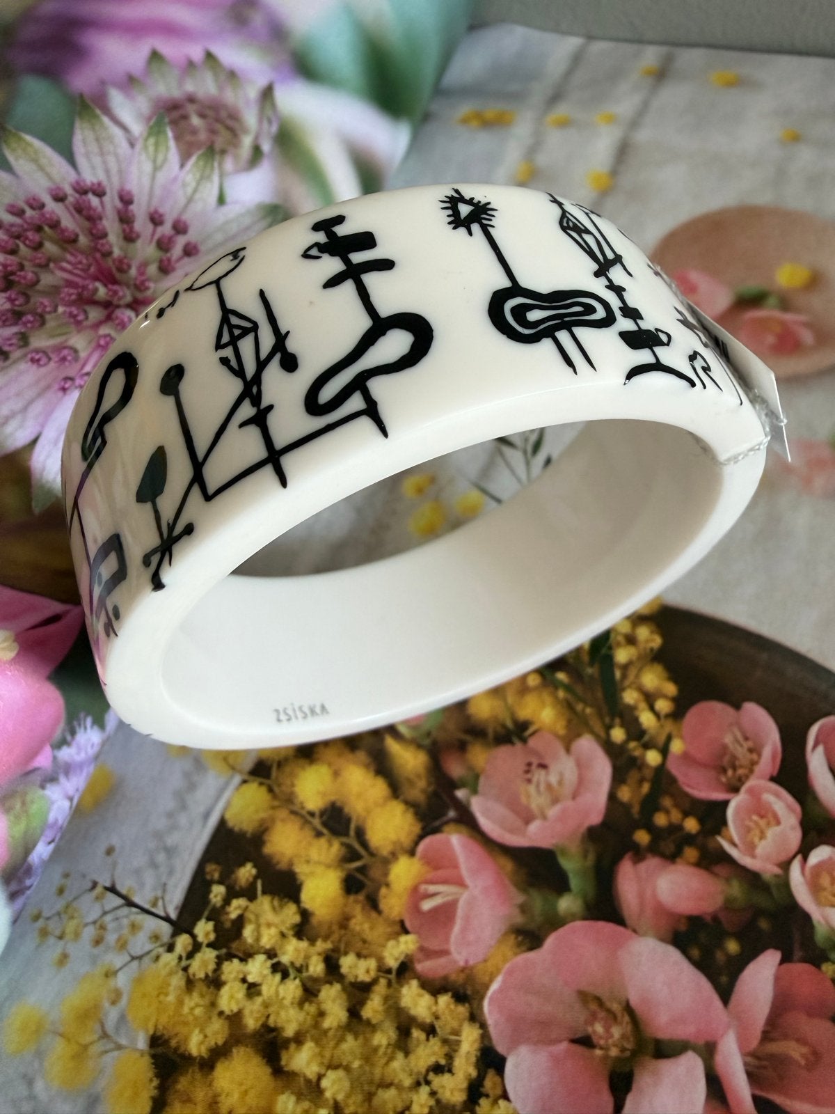 Zsiska armband maat M - Wit met zwarte print, Ophalen of Verzenden