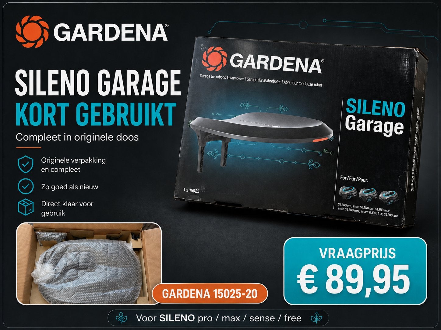 GARDENA SILENO robotmaaiergarage 15025-20 | KG, Ophalen of Verzenden, Zo goed als nieuw, Minder dan 20 cm