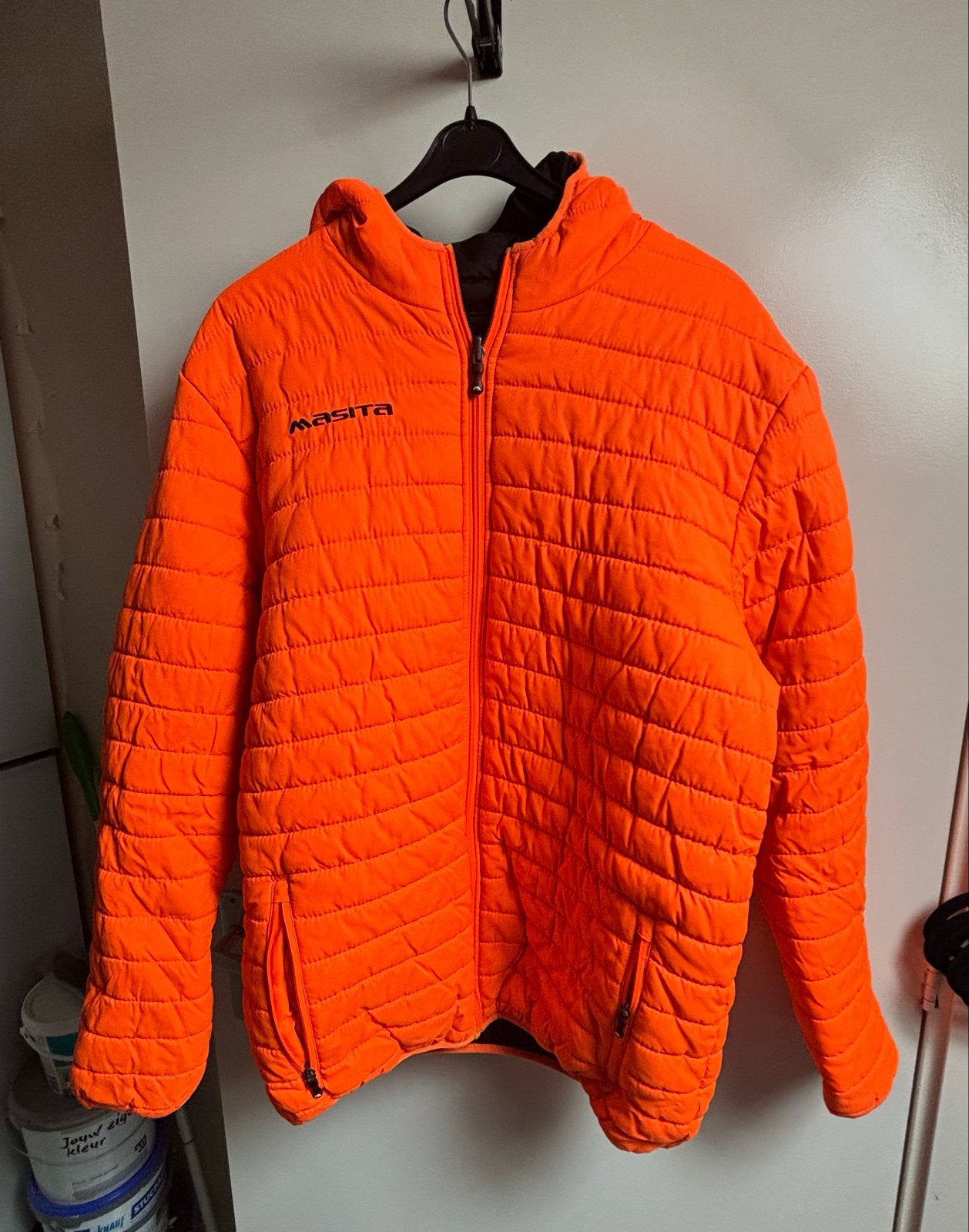 Masita winterjas XL - omkeerbaar oranje/zwart, Ophalen of Verzenden, Gedragen, Maat 56/58 (XL), Meerkleurig