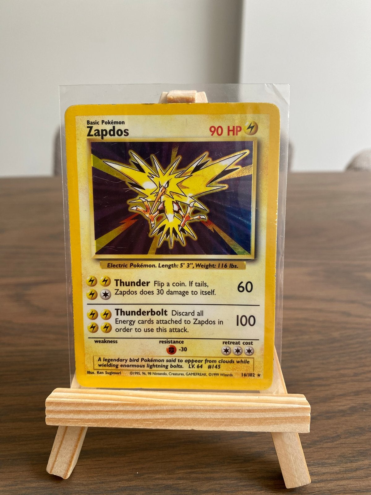 Zapdos 16/102 Base Set Holo - Pokémon, Ophalen of Verzenden, Zo goed als nieuw, Losse kaart