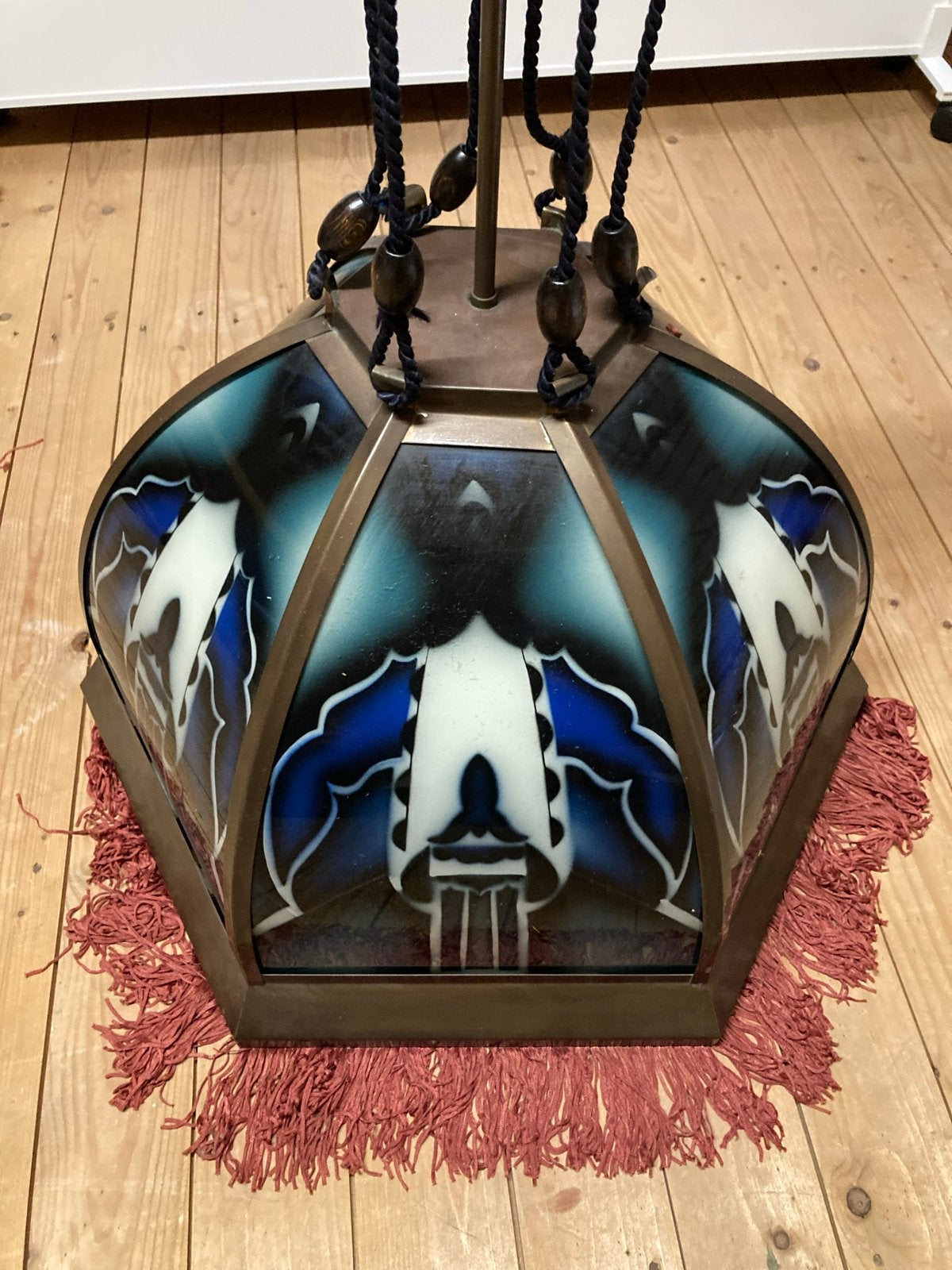 Art Deco hanglamp met gebrandschilderd glas, Ophalen