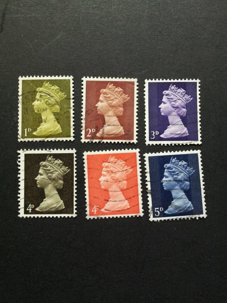 Engeland UK kopjes vf Koningin Elizabeth gestempeld, Ophalen of Verzenden, Gestempeld