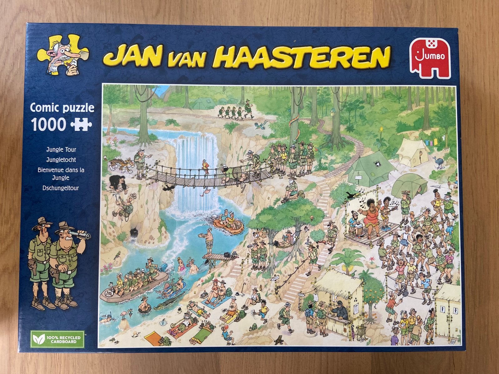 Puzzel Jan van Haasteren 1000 stukjes, Jungle Tour, Ophalen of Verzenden, 500 t/m 1500 stukjes, Zo goed als nieuw