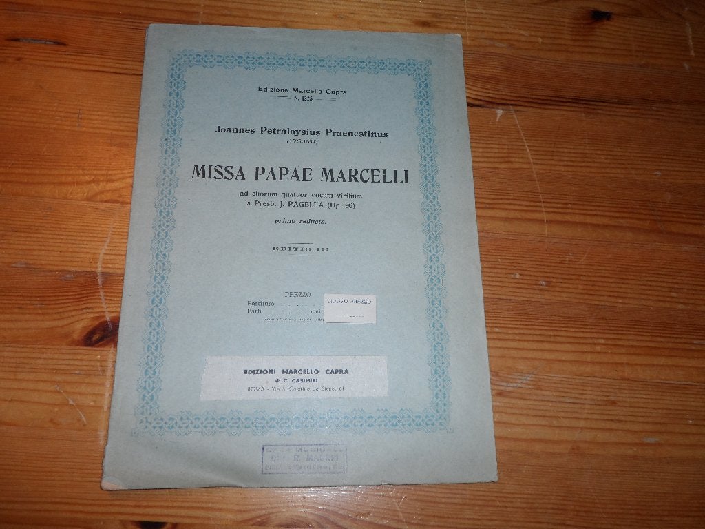 Missa papae marcelli - j. Petraloysius praenestinus, Gebruikt, Koor, Ophalen of Verzenden, Religie en Gospel