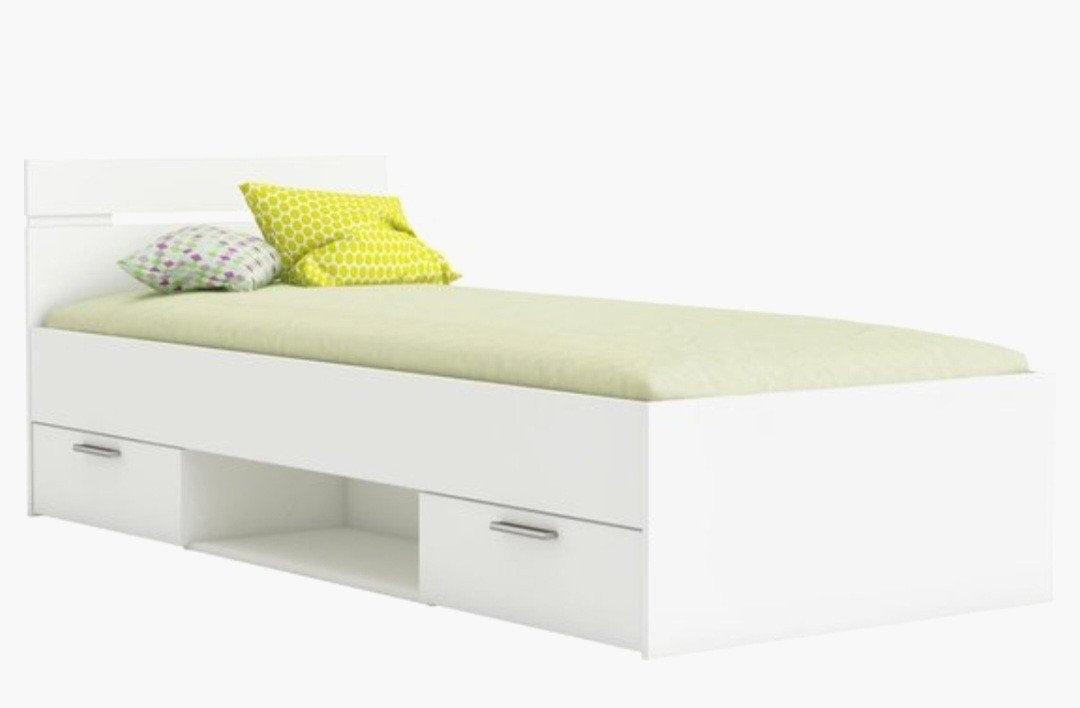 1 persoonsbed/matras/lattenbodem, Ophalen, 90 cm, Eenpersoons, Wit