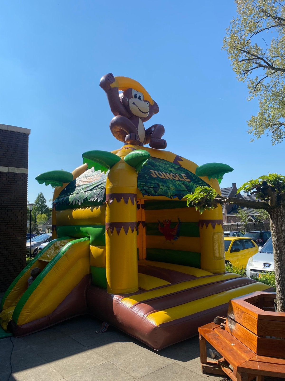 Springkussen Jungle Aap te huur / springkussen huren, Ophalen, Zo goed als nieuw, Overige