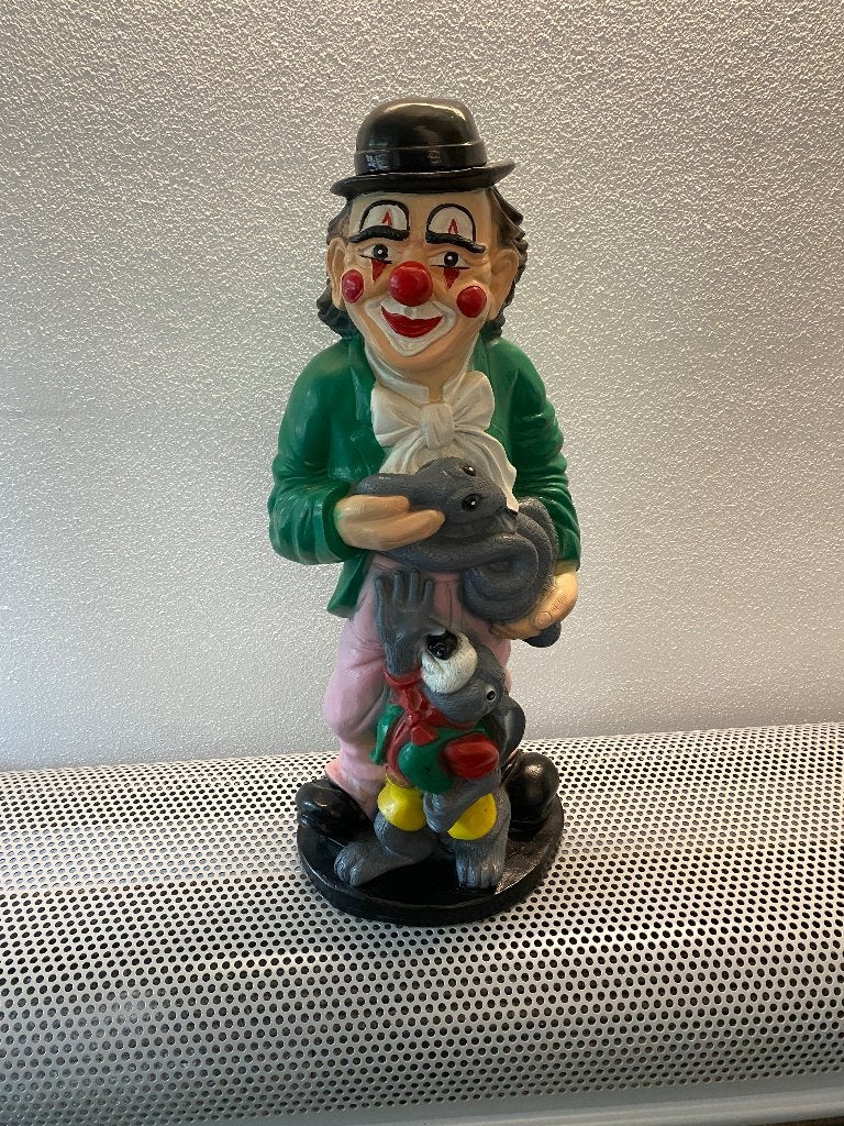 Vintage Clown Beeld met Dieren - Decoratief Figuur, Ophalen of Verzenden, Gebruikt, Mens