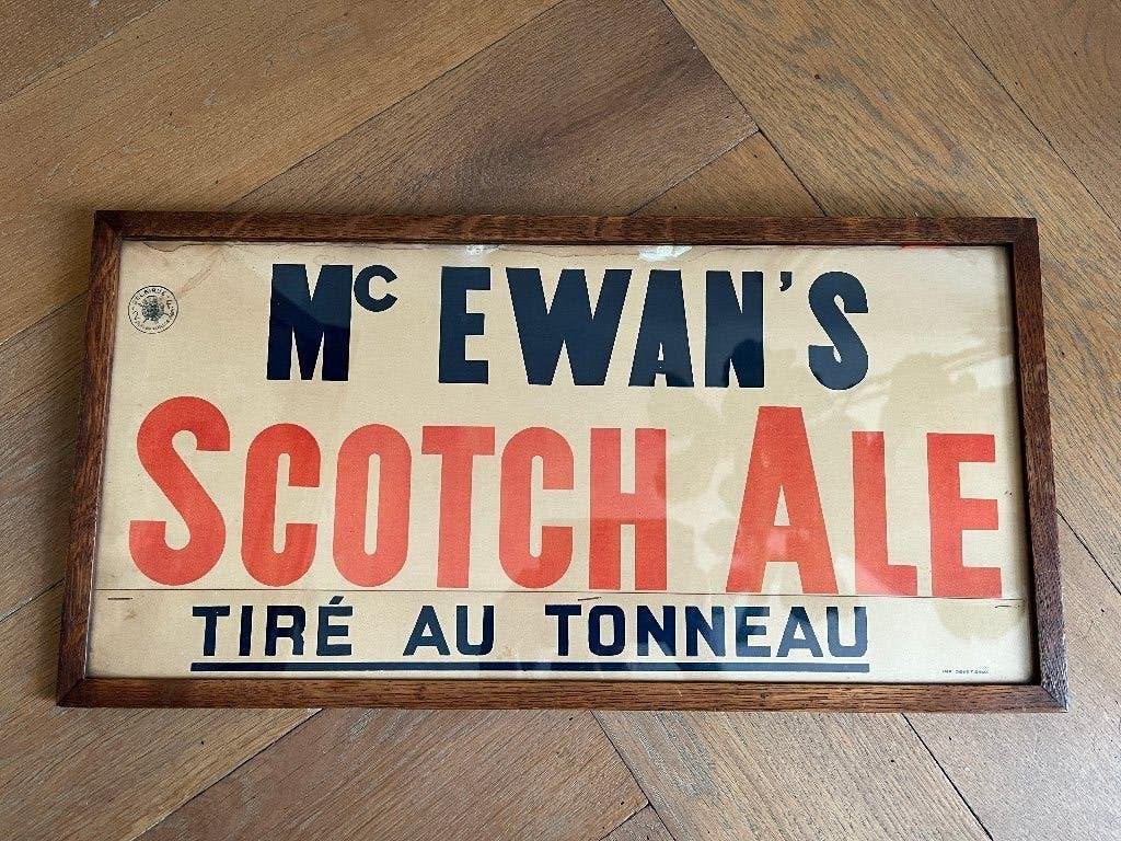 Reclameplaat Mc Ewan’s Scotch Ale, Verzamelen, Biermerken, Ophalen of Verzenden, Gebruikt, Reclamebord, Plaat of Schild, Overige merken