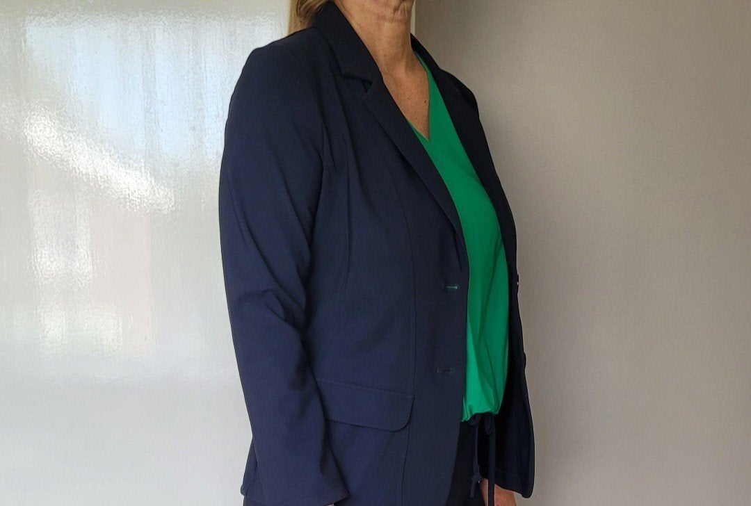 Studio Anneloes Bonded Blazer L Donkerblauw Colbert jasje, Studio Anneloes, Maat 42/44 (L), Zo goed als nieuw, Jasje